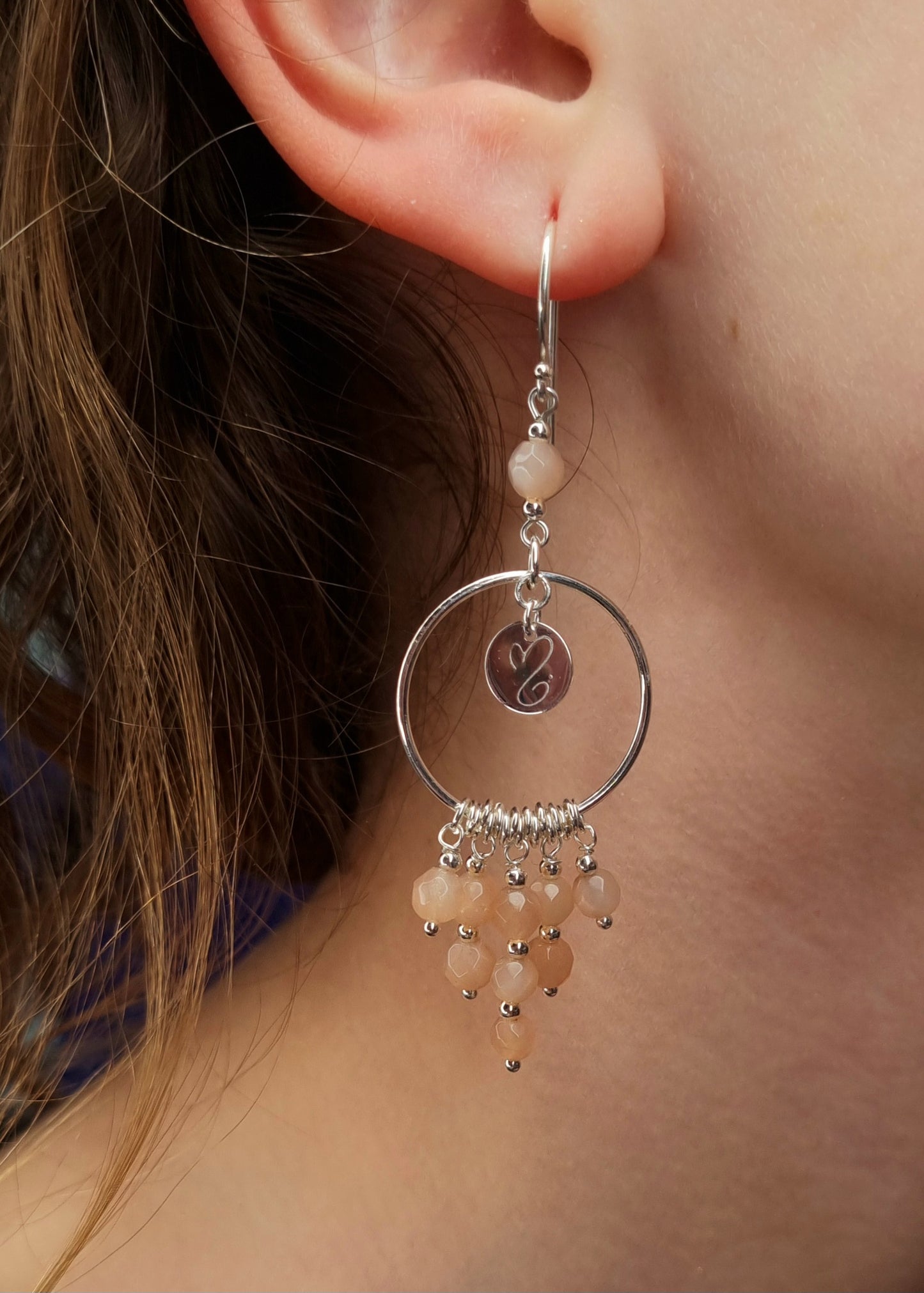 LUMINEUSE créoles argent 925 et pierre de soleil