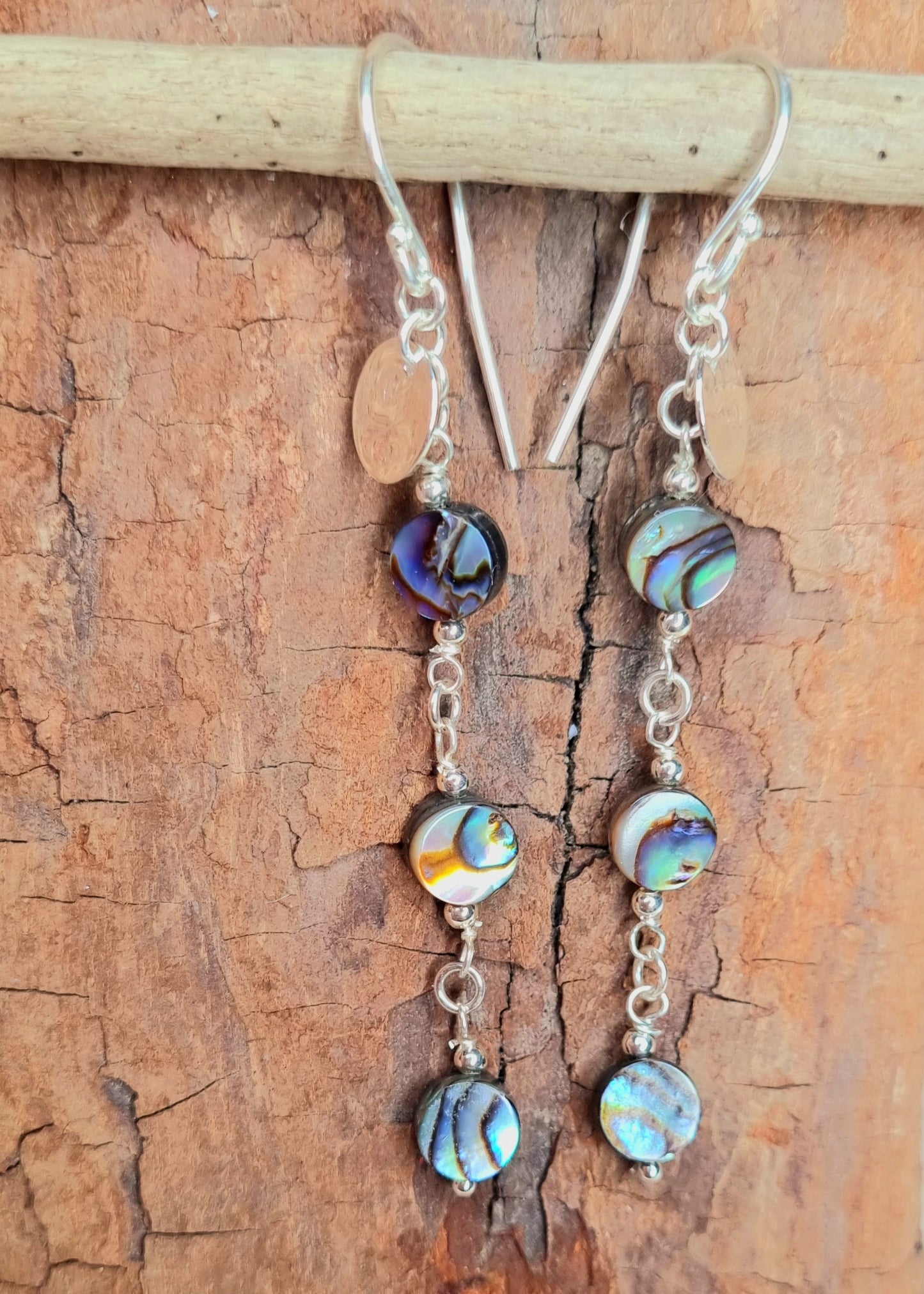 MERVEILLEUSE Boucles d'oreilles en argent 925 et nacre abalone Collection "