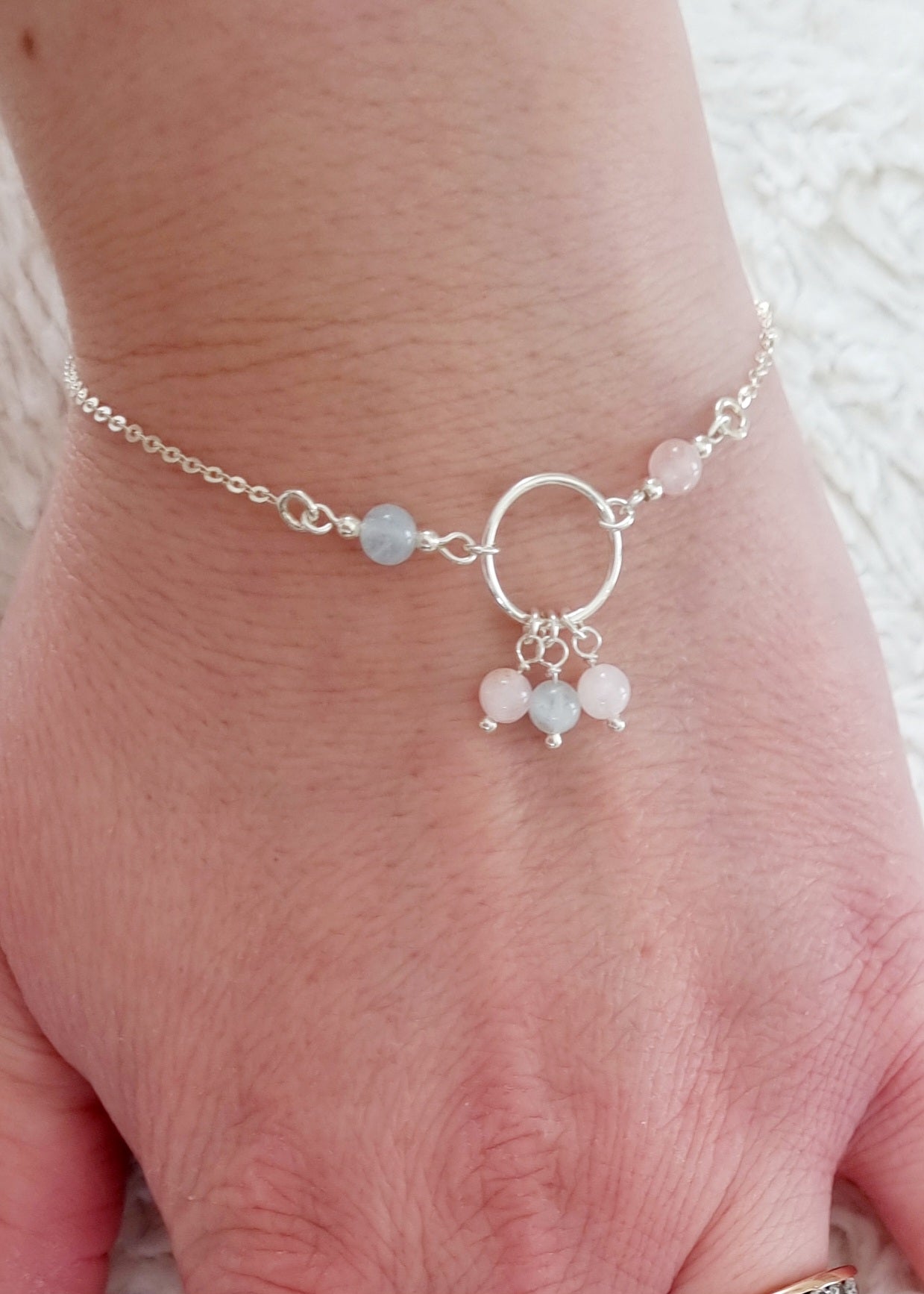 BIENVEILLANTE Bracelet en argent 925 et morganite Collection "Les Pampilles"