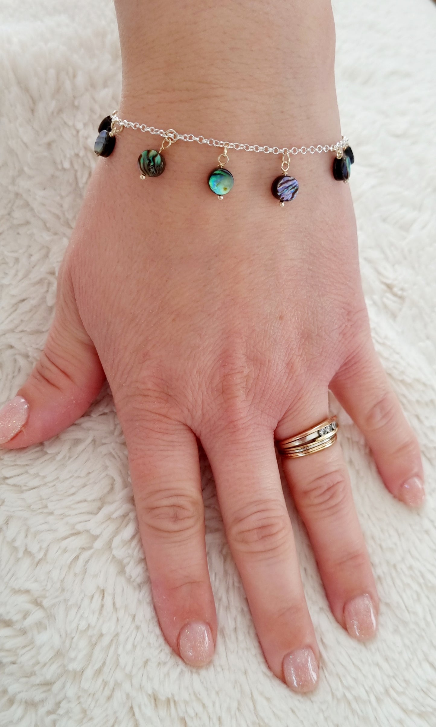 CAPTIVANTE Bracelet en argent et nacre abalone Collection "Les Intemporelles"