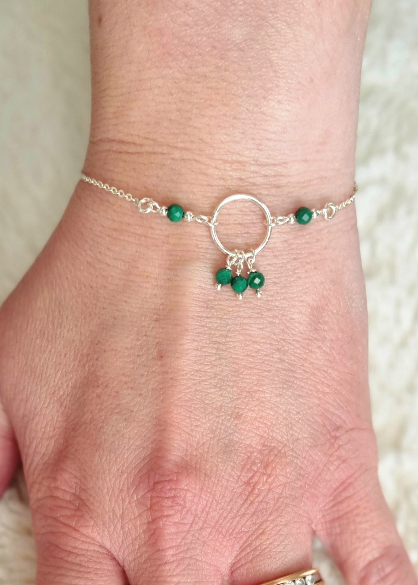 ASSURANCE Bracelet en argent 925 et malachite Collection "Les Pampilles"