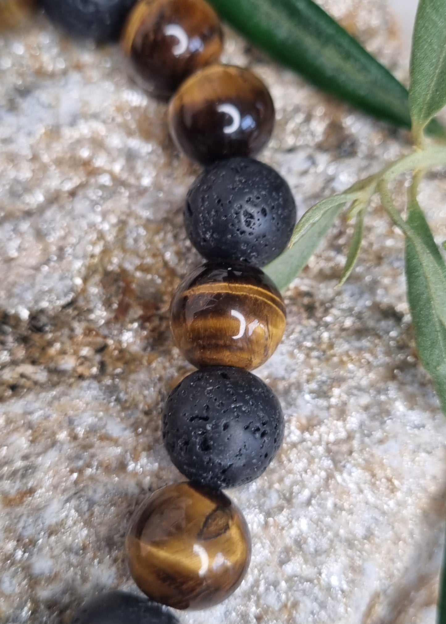 FORCE Bracelet oeil de tigre et pierre de lave