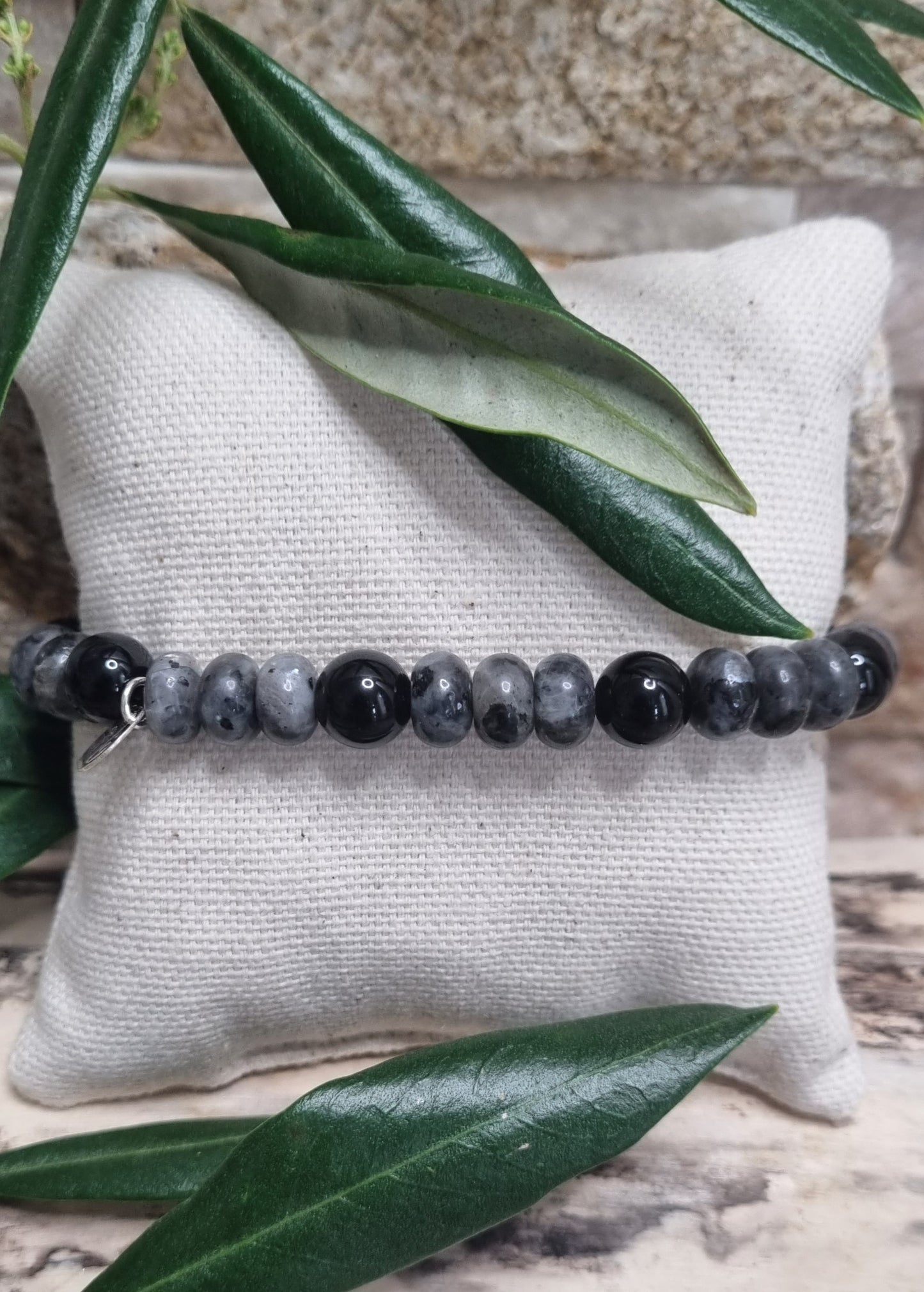 PROTECTION Bracelet labradorite et obsidienne noire