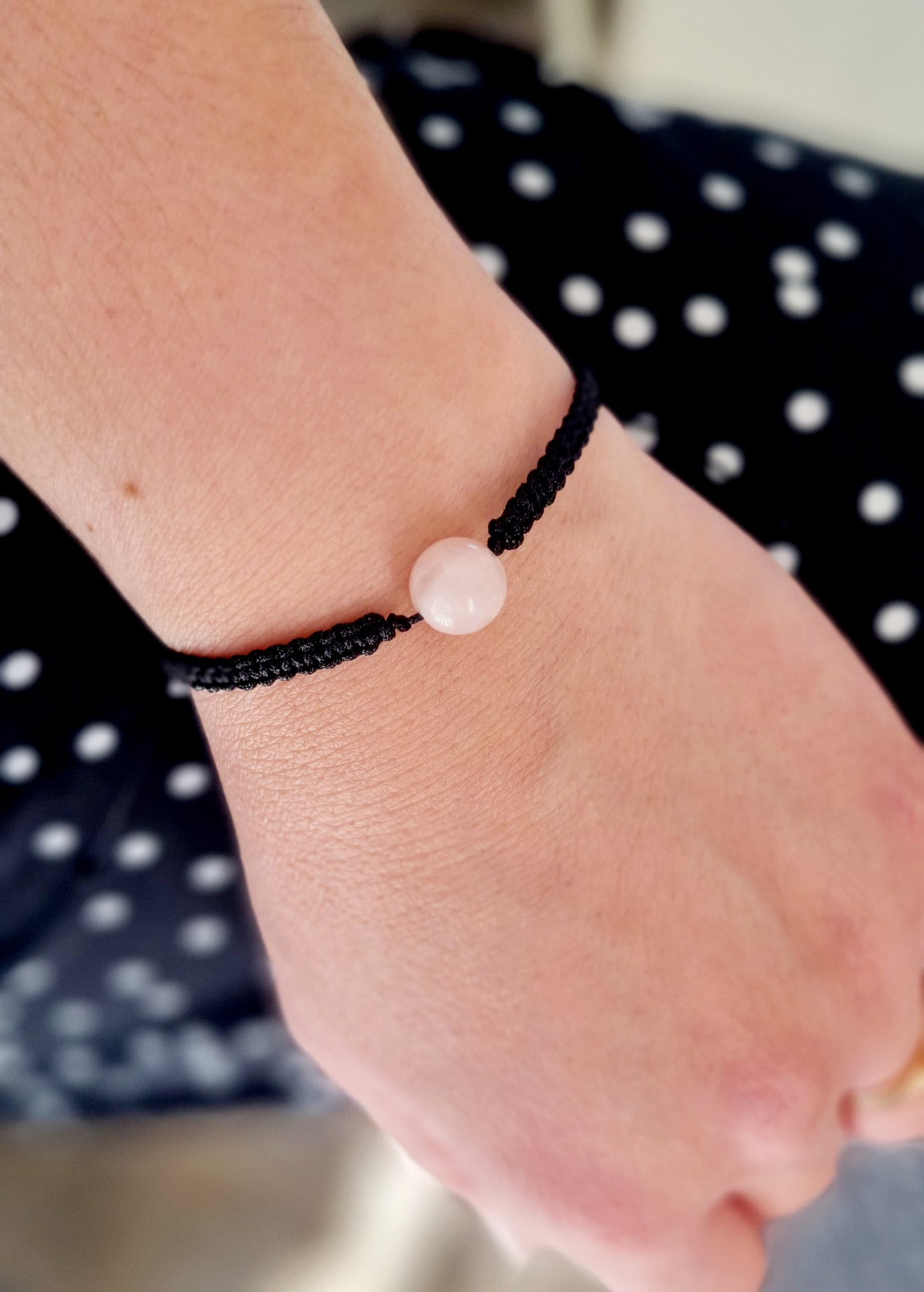 QUARTZ ROSE Bracelet tressé fin