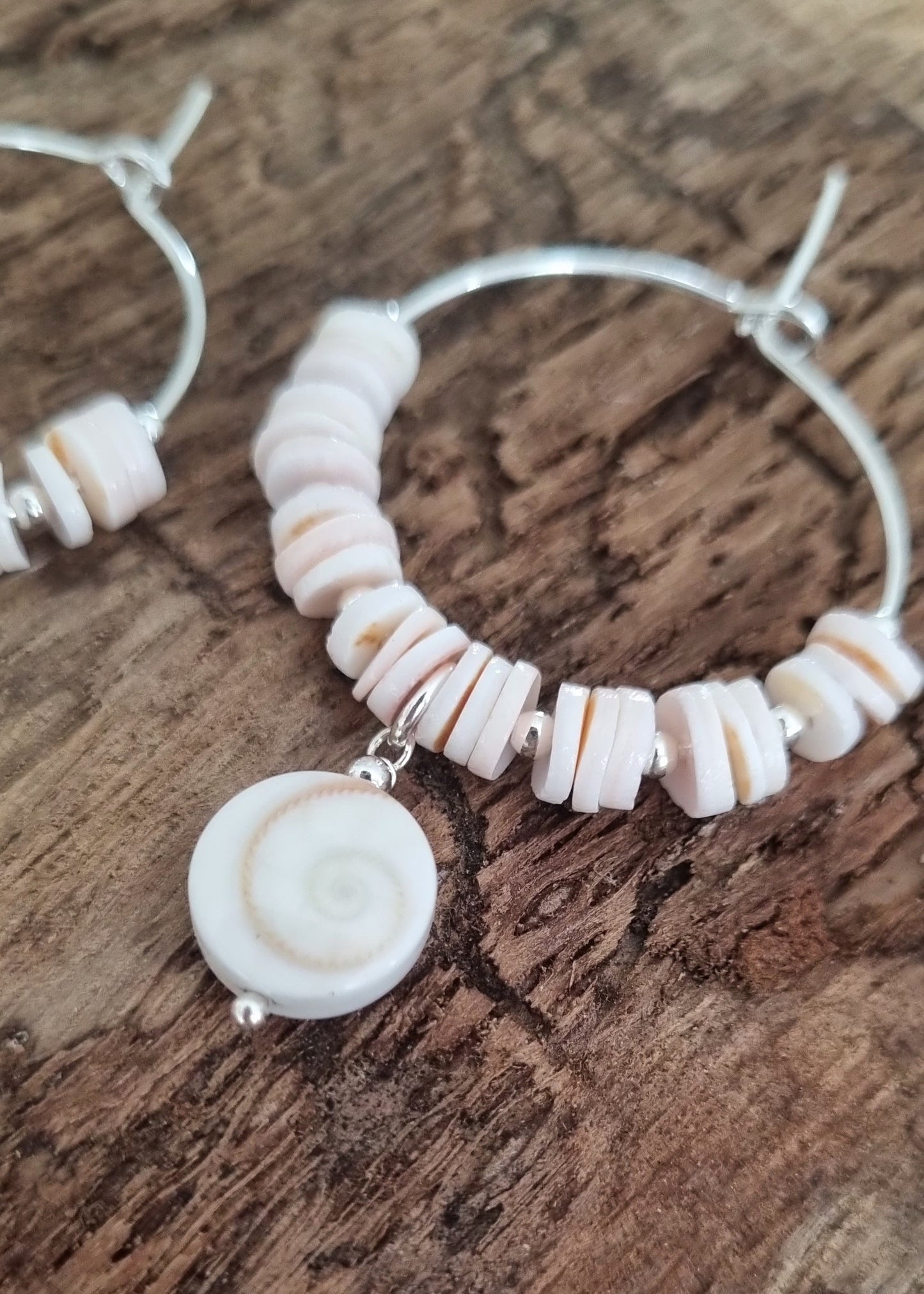 BONHEUR Boucles d'oreilles argent 925 et coquillages