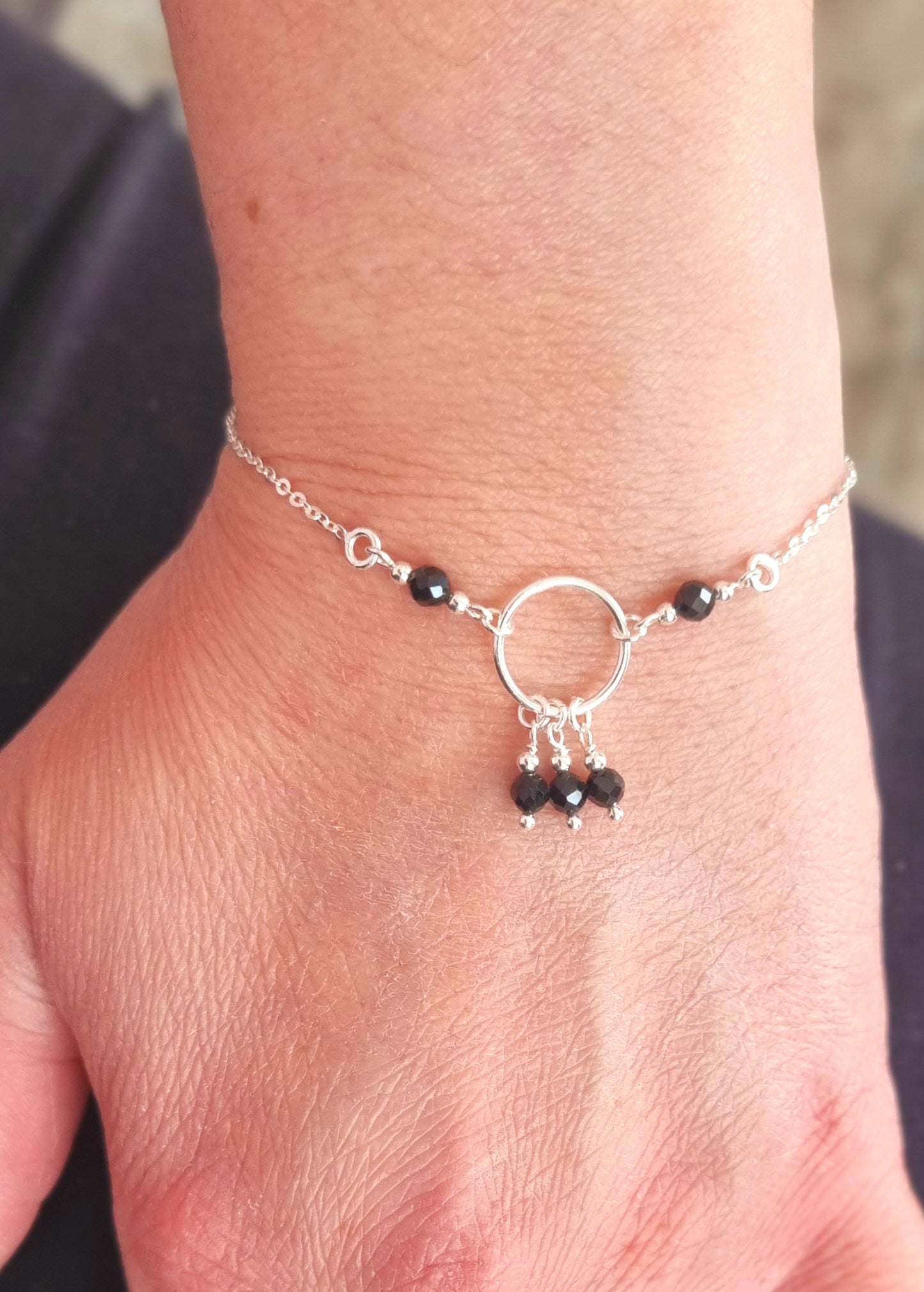 CONFIANTE Bracelet Argent 925 et Spinelle Noire