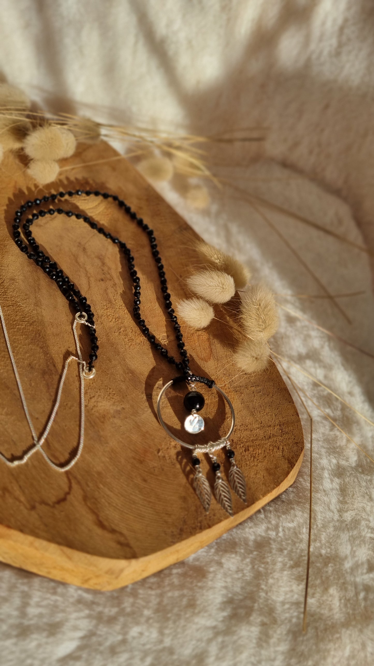 Sautoir Eclat d'Ombre - Spinelle Noire Argent 925 / Maloey