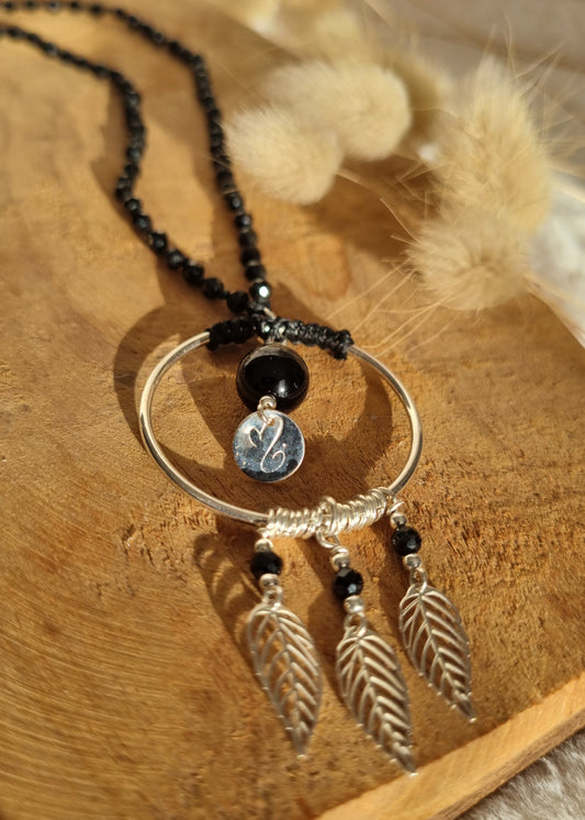 Sautoir Eclat d'Ombre - Spinelle Noire Argent 925 / Maloey