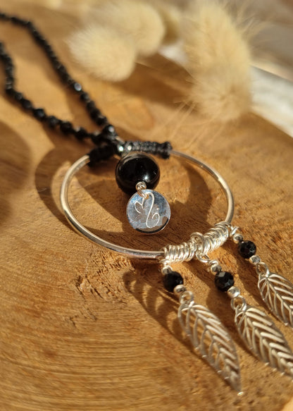 Sautoir Eclat d'Ombre - Spinelle Noire Argent 925 / Maloey