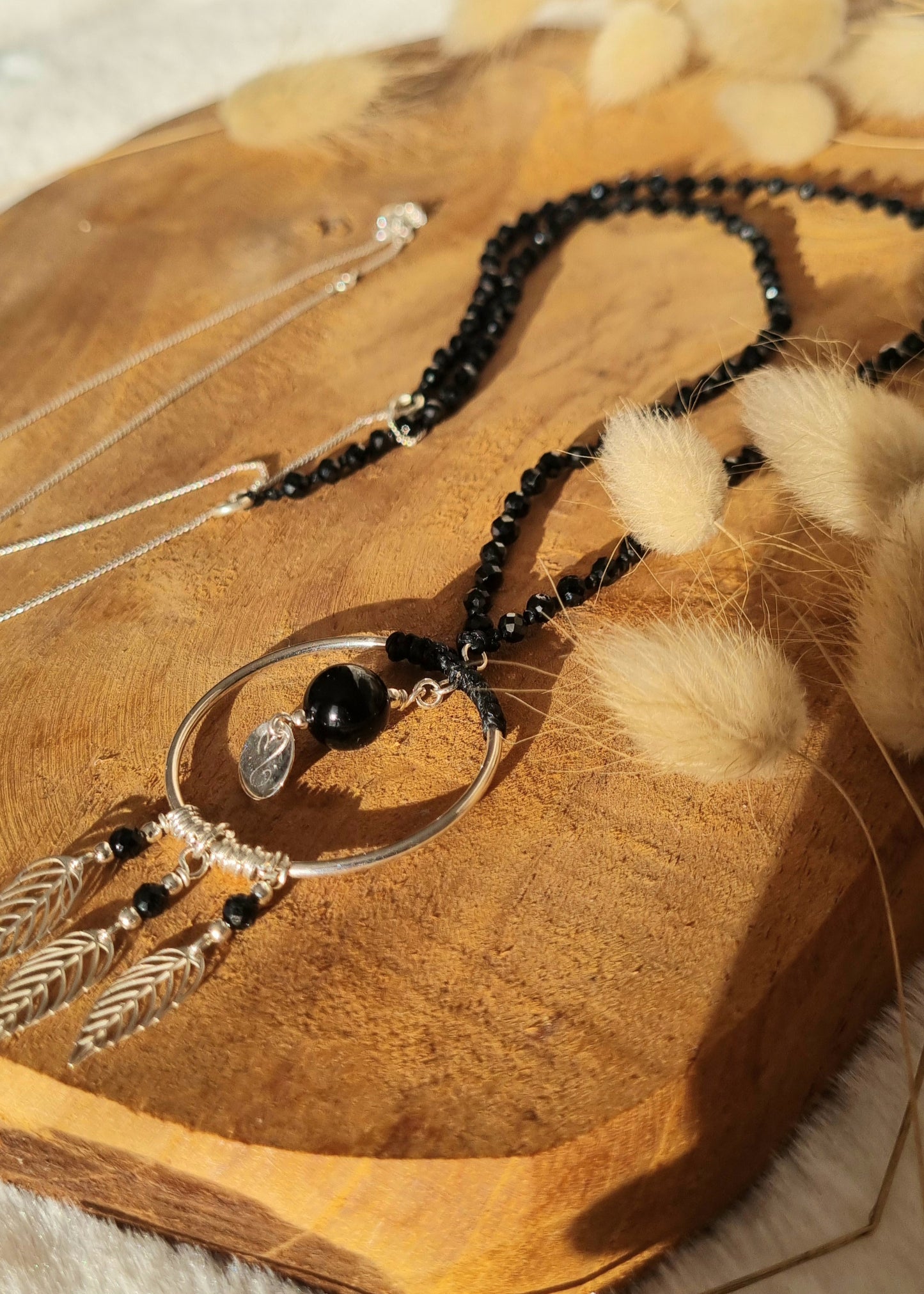 Sautoir Eclat d'Ombre - Spinelle Noire Argent 925 / Maloey